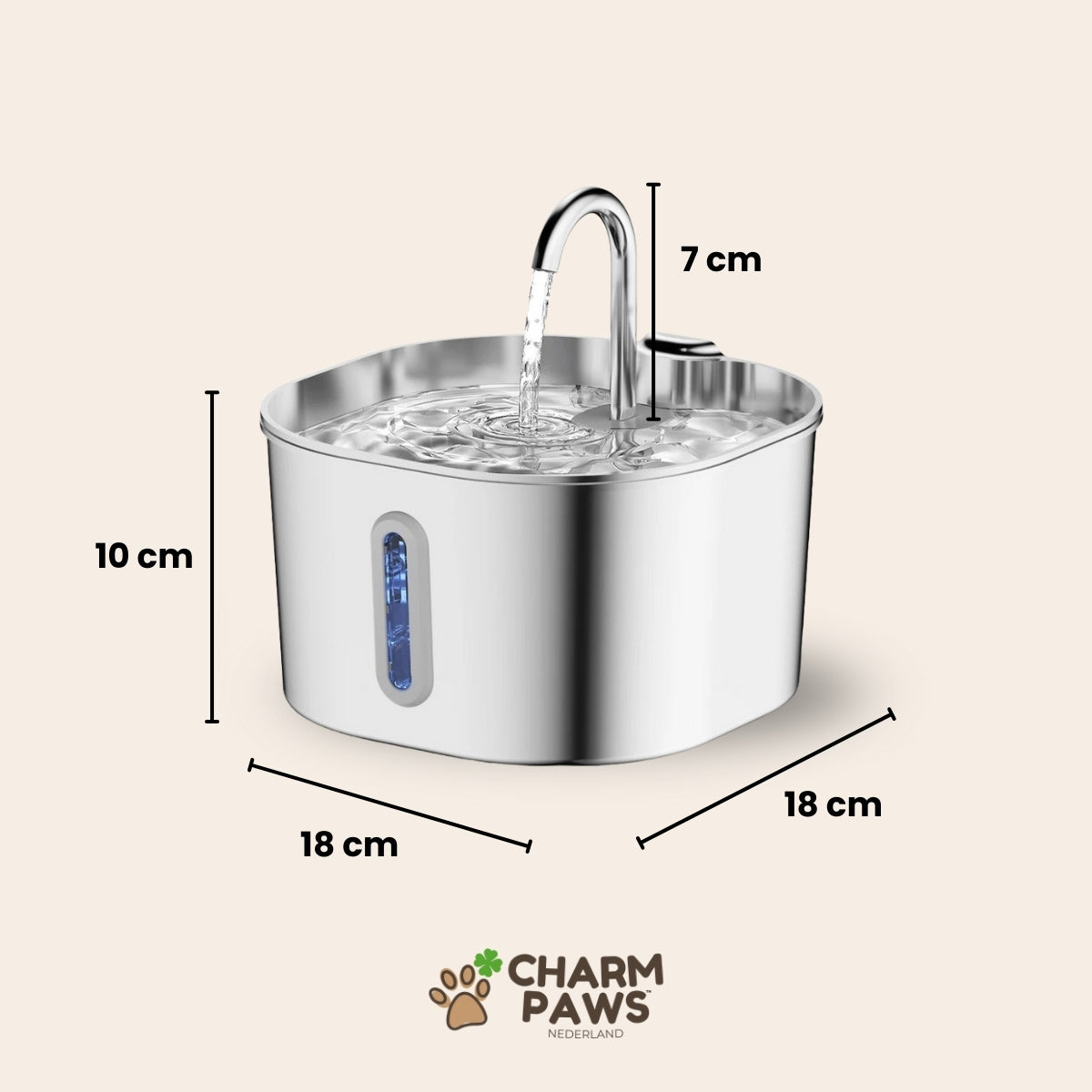 CharmPaws® PuraFlow Pro - Premium RVS Drinkfontein voor Katten