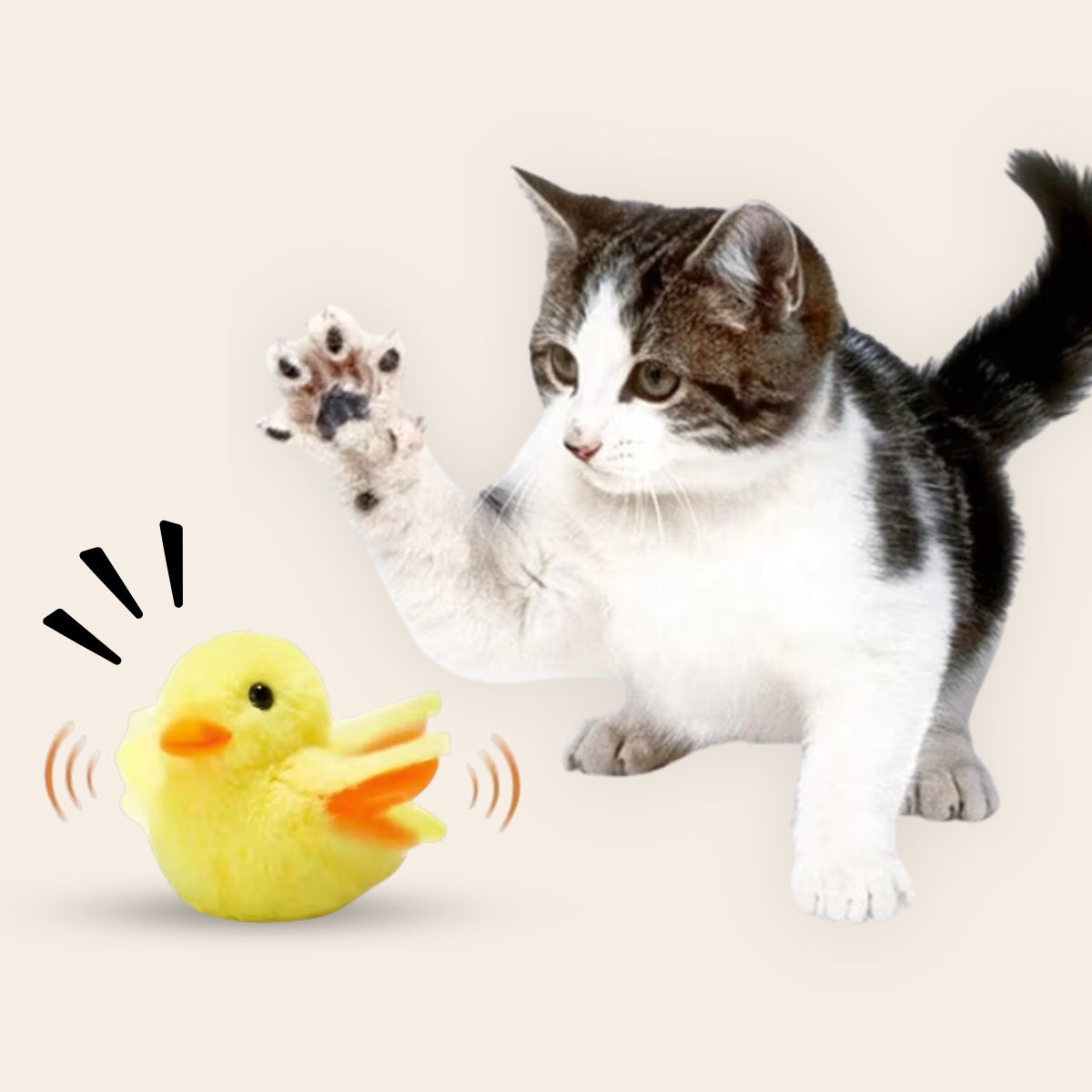 CharmPaws® Realistische Simulatie Vogel voor Katten - Eend (Flappert + Kwaakt)