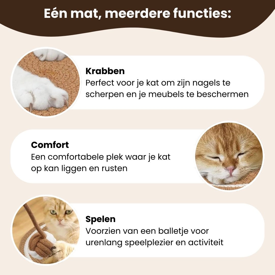 CharmPaws™ Ronde Krabmat met Bal - CharmPaws