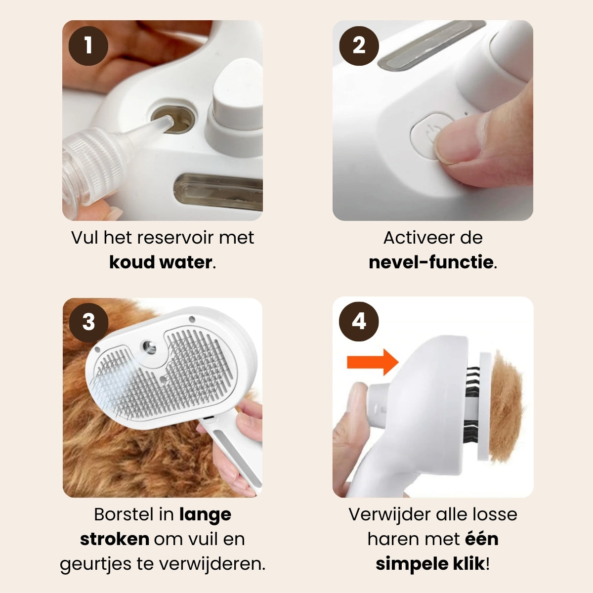 CharmPaws® Steami Pro - Professionele Vachtverzorgings Borstel voor Huisdieren