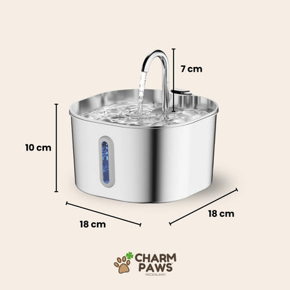 CharmPaws® PuraFlow Pro - Premium RVS Drinkfontein voor Katten