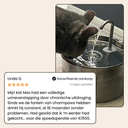 CharmPaws® PuraFlow Pro - Premium RVS Drinkfontein voor Katten