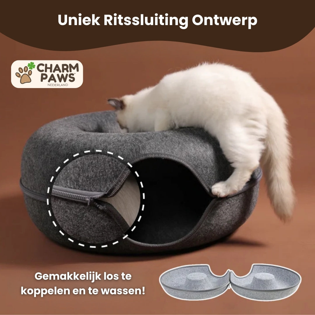 CharmPaws™ 2-in-1 Donut Tunnel Bed voor Katten