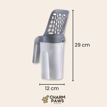 CharmPaws™ 2 - in - 1 Kattenbakschep met Container - CharmPaws