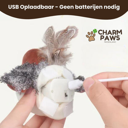 CharmPaws® Realistische Simulatie Vogel voor Katten - Kleine Mus (Flappert + Tjilpt)